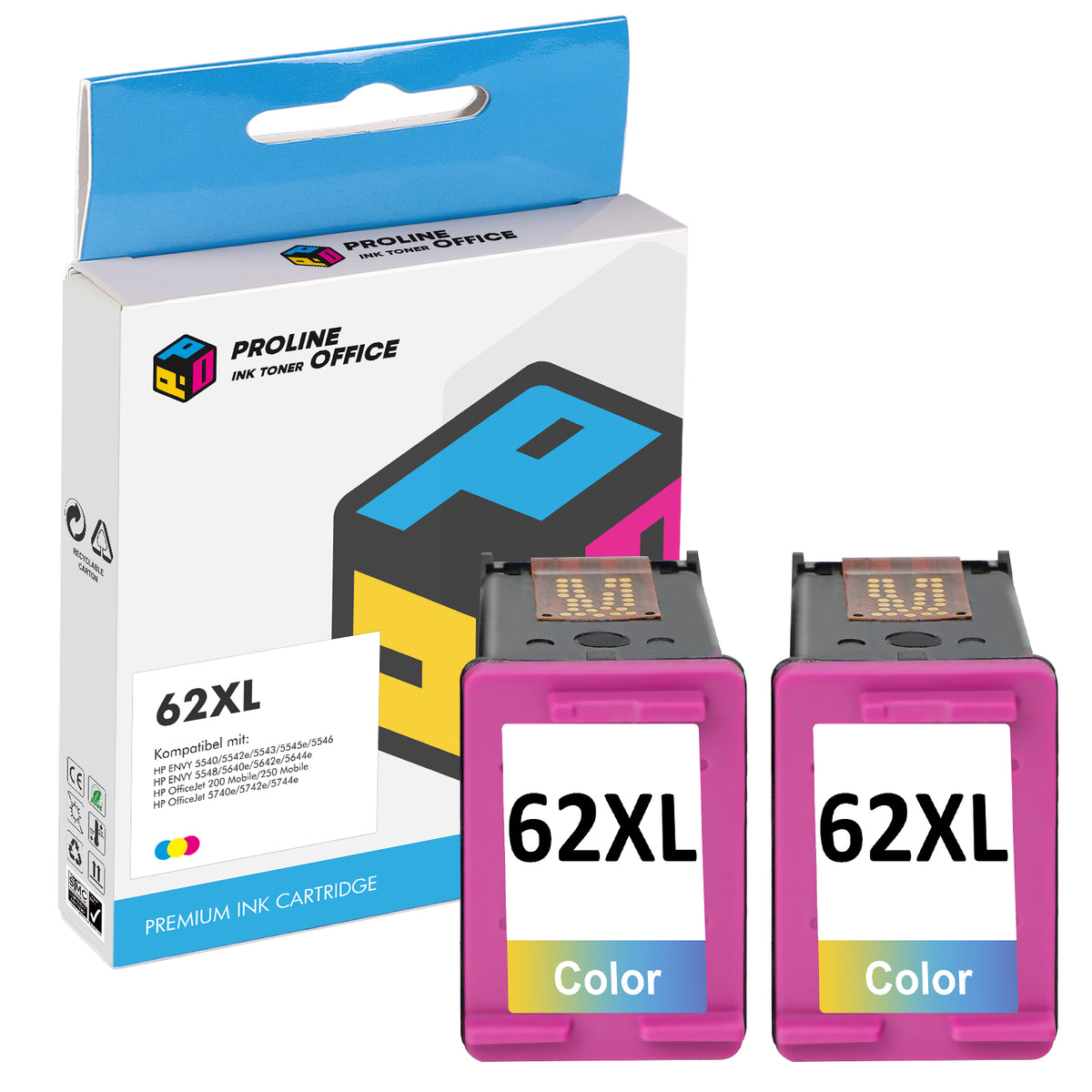 Kompatibel HP 62XL (C2P07A) Druckerpatrone Cyan Magenta Gelb
