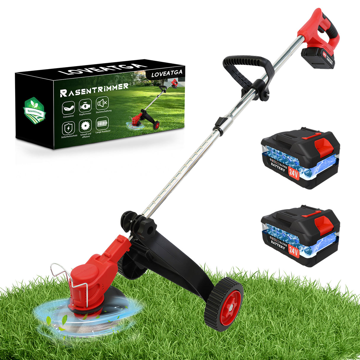 Akku Rasentrimmer 24V mit Akku als Rasenkantenschneider oder Freischneider