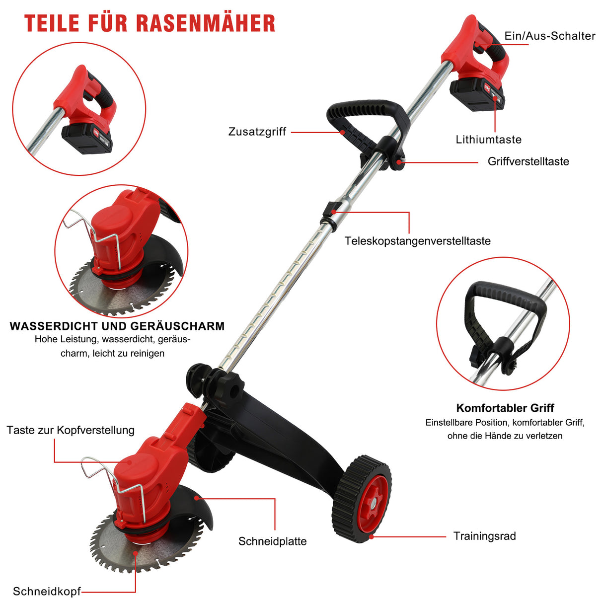 Akku Rasentrimmer 24V mit Akku als Rasenkantenschneider oder Freischneider