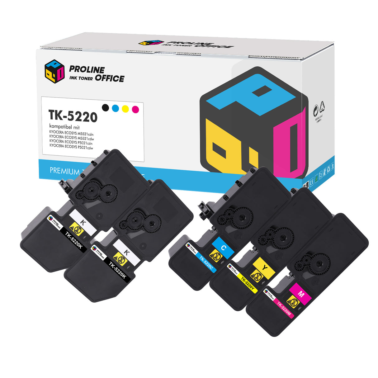 Kompatibel Kyocera ECOSYS P5021cdw Toner Set - Brother TK-5220 CMYKK Multipack