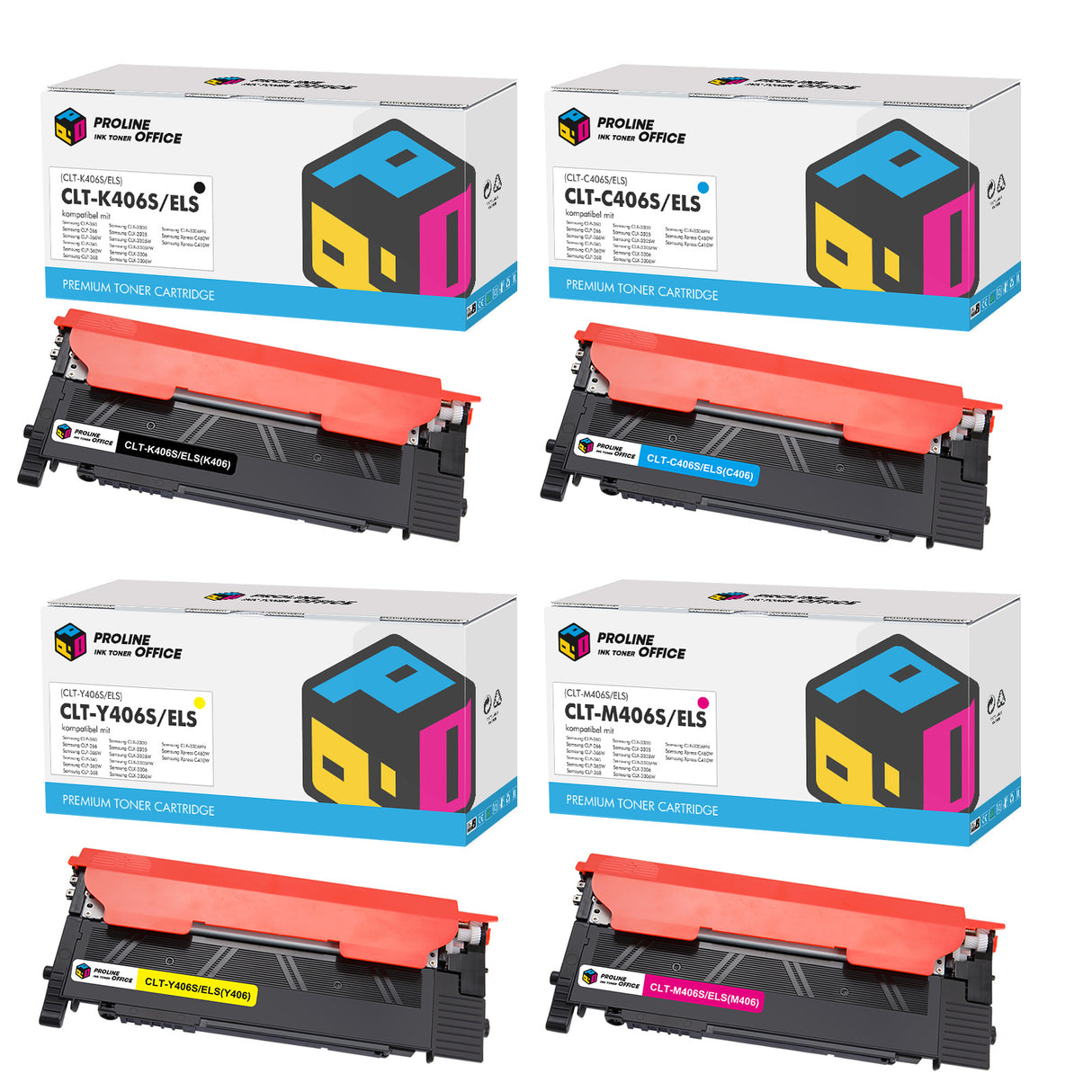Kompatibel Samsung CLP-365W Toner Set - Samsung CLT-P406C/ELS CMYK Multipack
