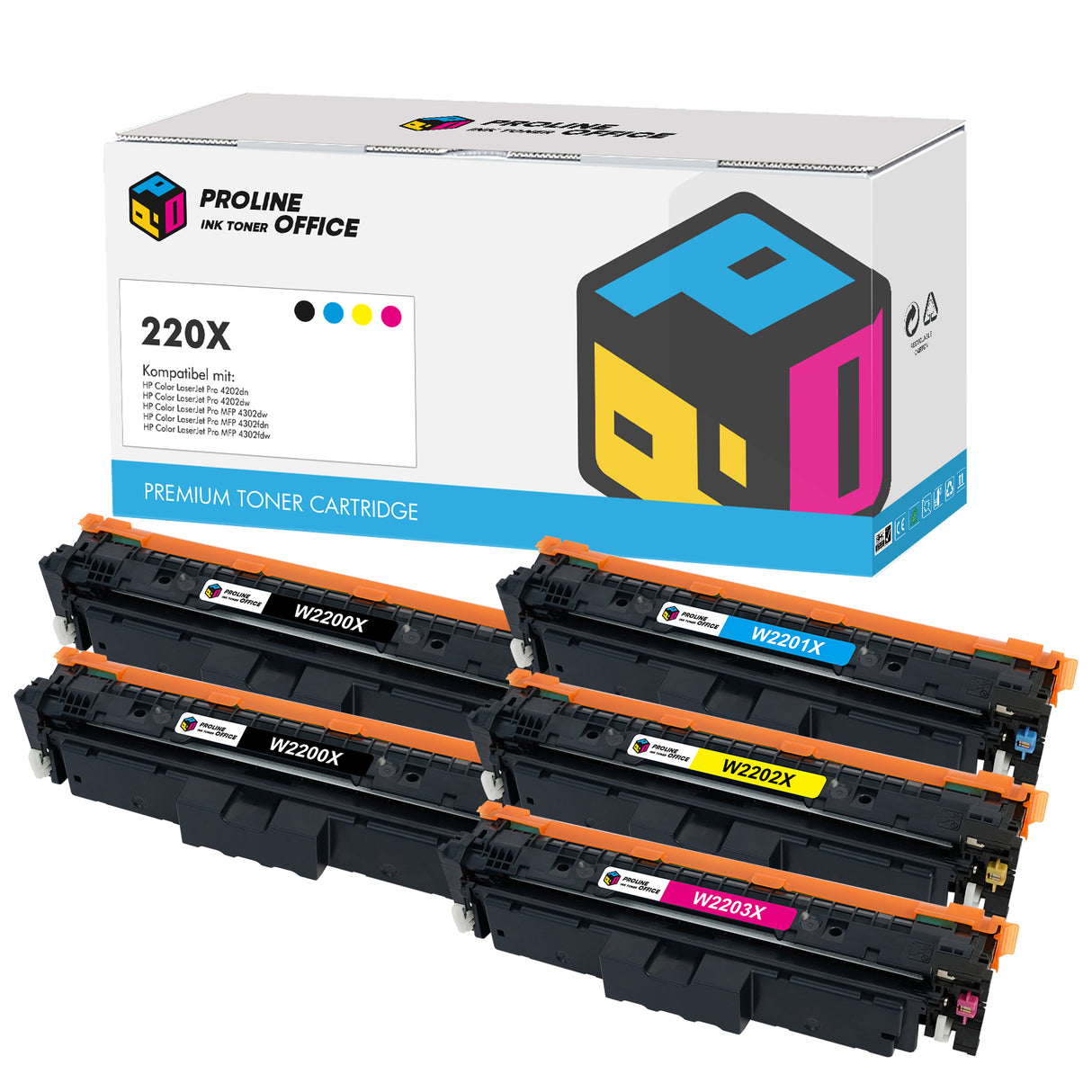 Kompatibel HP Color LaserJet Pro 4202dw Toner Set 5PK